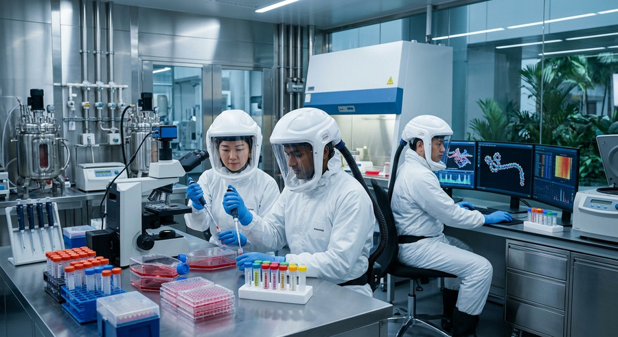 Ilustrasi peneliti di laboratorium Singapura mengembangkan vaksin Ebola Bundibugyo untuk uji klinis.
