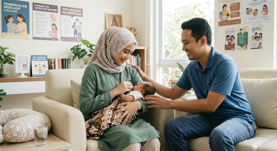 Ibu menyusui bayinya saat Pekan ASI Sedunia 2026 sebagai simbol pentingnya ASI eksklusif untuk mencegah stunting dan meningkatkan kesehatan ibu serta anak di Indonesia.
